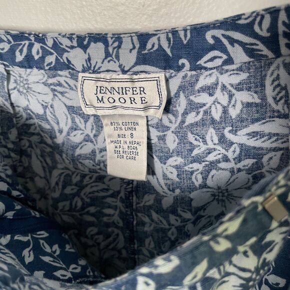 Vtg Jennifer Moore Blue Floral Skort Size 8 Cotton Linen Blend - Picture 6 of 8